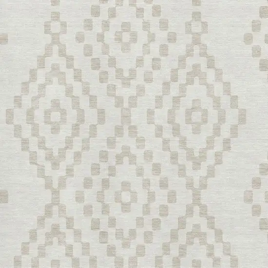 Ivory And Beige Geometric Washable Area Rug With UV Protection Photo 3