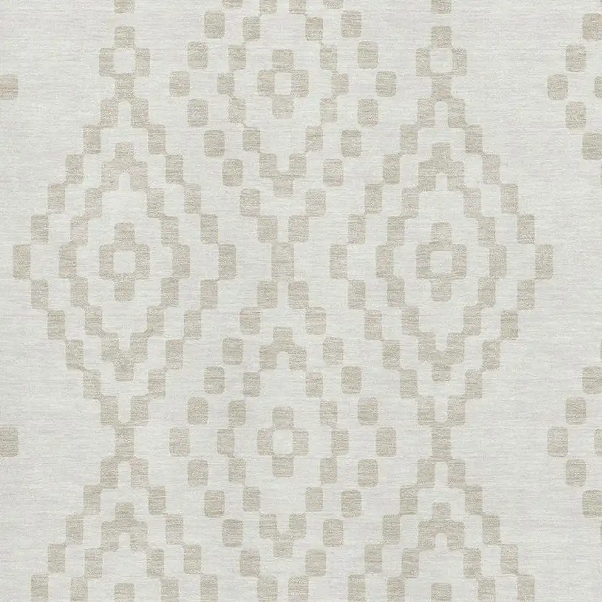 Ivory And Beige Geometric Washable Area Rug With UV Protection Photo 3