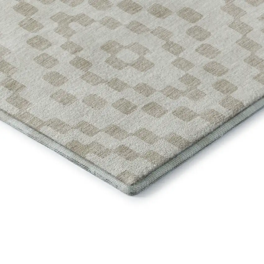 Ivory And Beige Geometric Washable Area Rug With UV Protection Photo 8