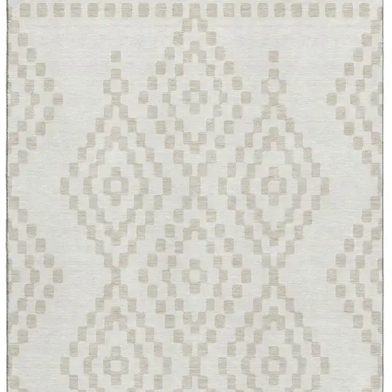 Ivory And Beige Geometric Washable Area Rug With UV Protection Photo 3