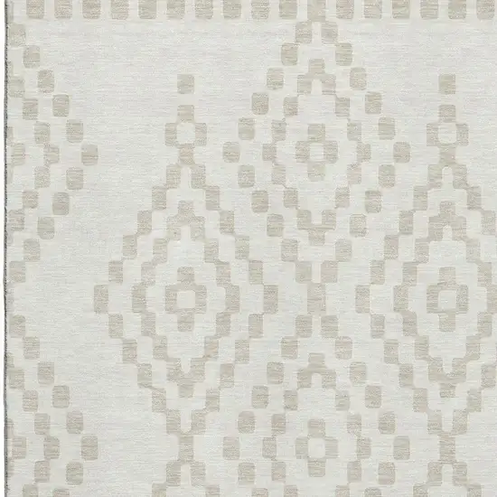 Ivory And Beige Geometric Washable Area Rug With UV Protection Photo 3