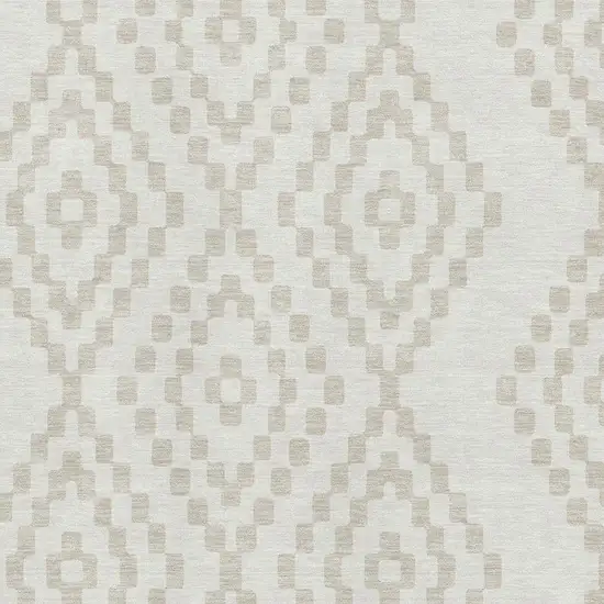 Ivory And Beige Geometric Washable Area Rug With UV Protection Photo 3