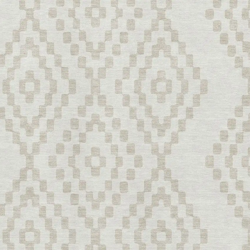 Ivory And Beige Geometric Washable Area Rug With UV Protection Photo 3