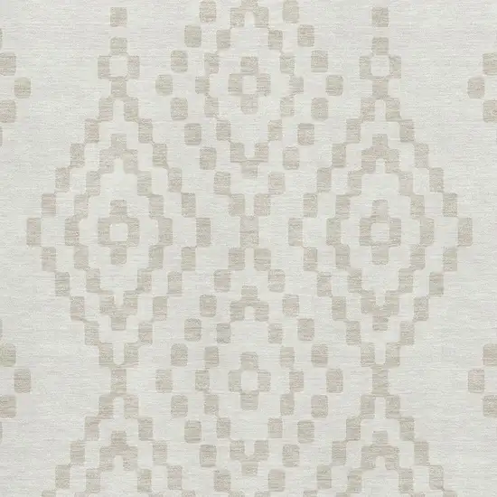 Ivory And Beige Geometric Washable Area Rug With UV Protection Photo 3