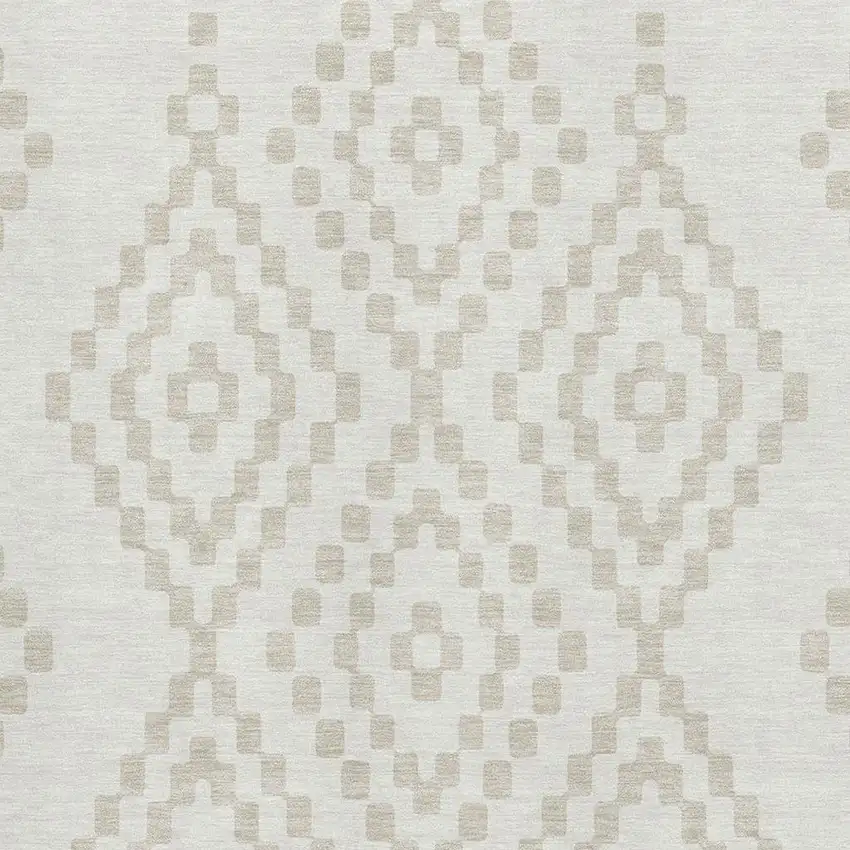 Ivory And Beige Geometric Washable Area Rug With UV Protection Photo 3