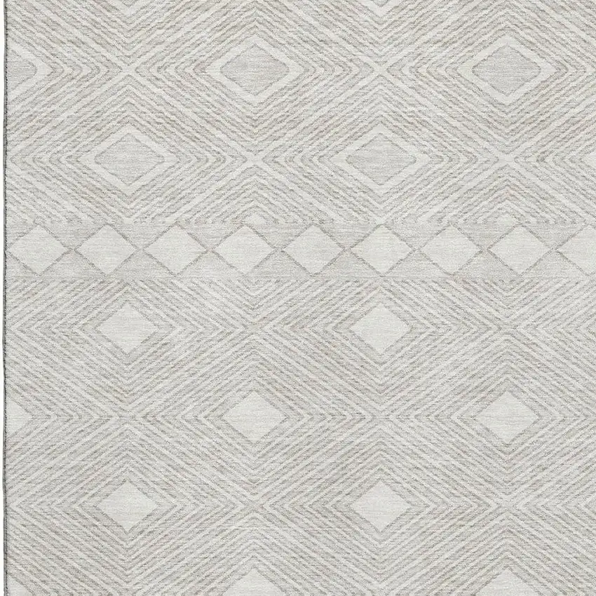 Ivory And Beige Geometric Washable Area Rug With UV Protection Photo 3