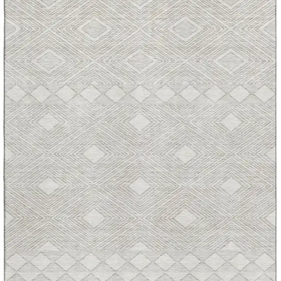 Ivory And Beige Geometric Washable Area Rug With UV Protection Photo 4