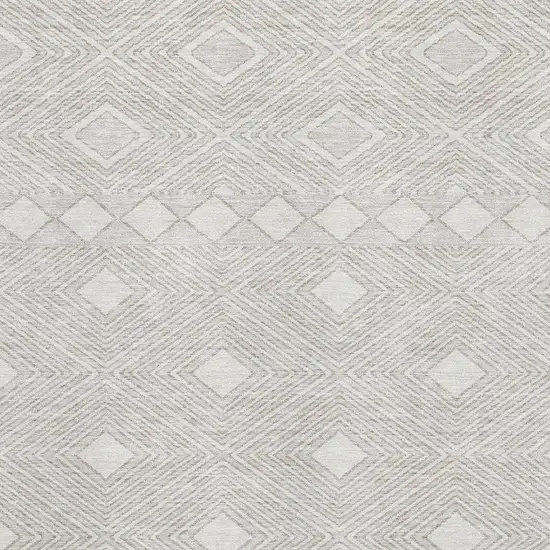 Ivory And Beige Geometric Washable Area Rug With UV Protection Photo 3