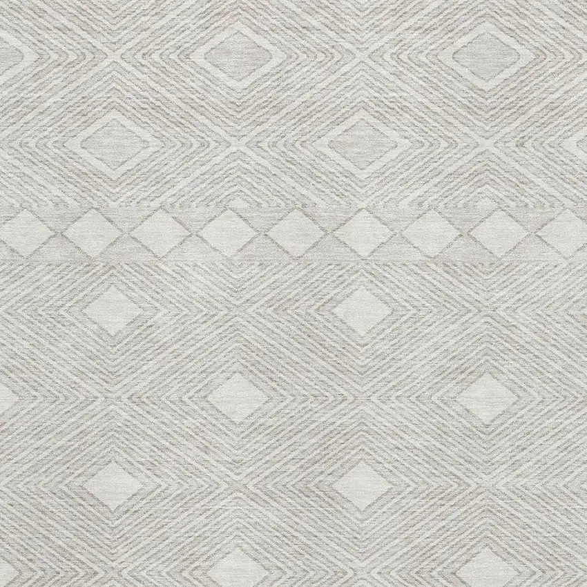 Ivory And Beige Geometric Washable Area Rug With UV Protection Photo 3