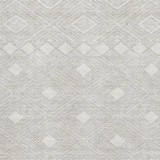 Ivory And Beige Geometric Washable Area Rug With UV Protection Photo 3
