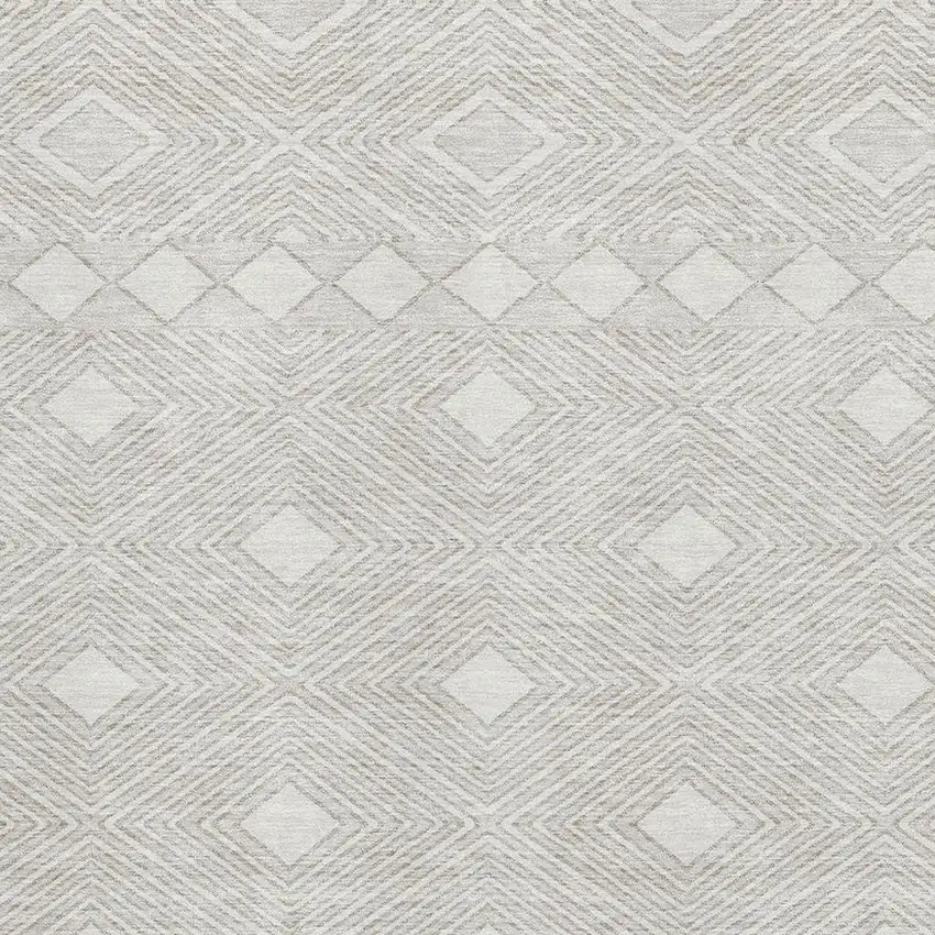 Ivory And Beige Geometric Washable Area Rug With UV Protection Photo 3