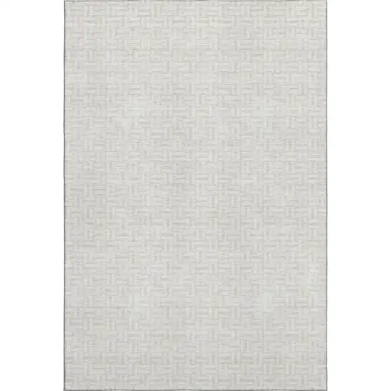 Ivory And Beige Geometric Washable Area Rug With UV Protection Photo 5
