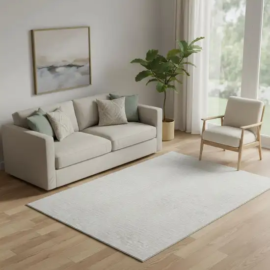 Ivory And Beige Geometric Washable Area Rug With UV Protection Photo 1