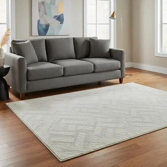 Ivory And Beige Geometric Washable Area Rug With UV Protection Photo 2