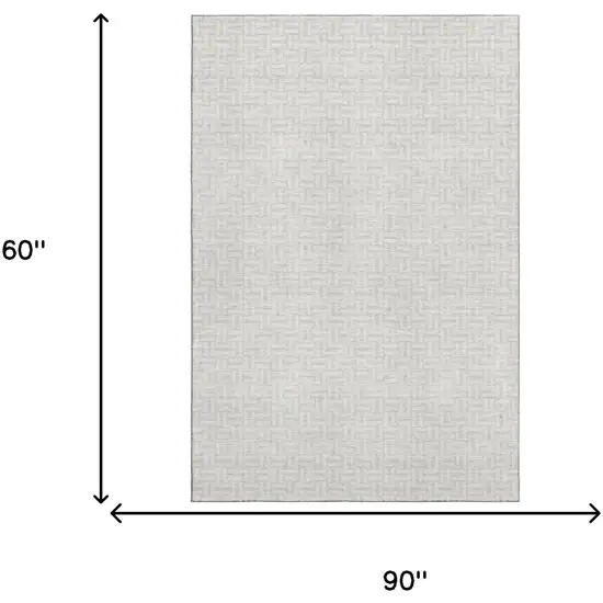 Ivory And Beige Geometric Washable Area Rug With UV Protection Photo 8