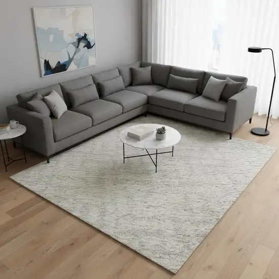 Ivory And Beige Geometric Washable Area Rug With UV Protection Photo 2