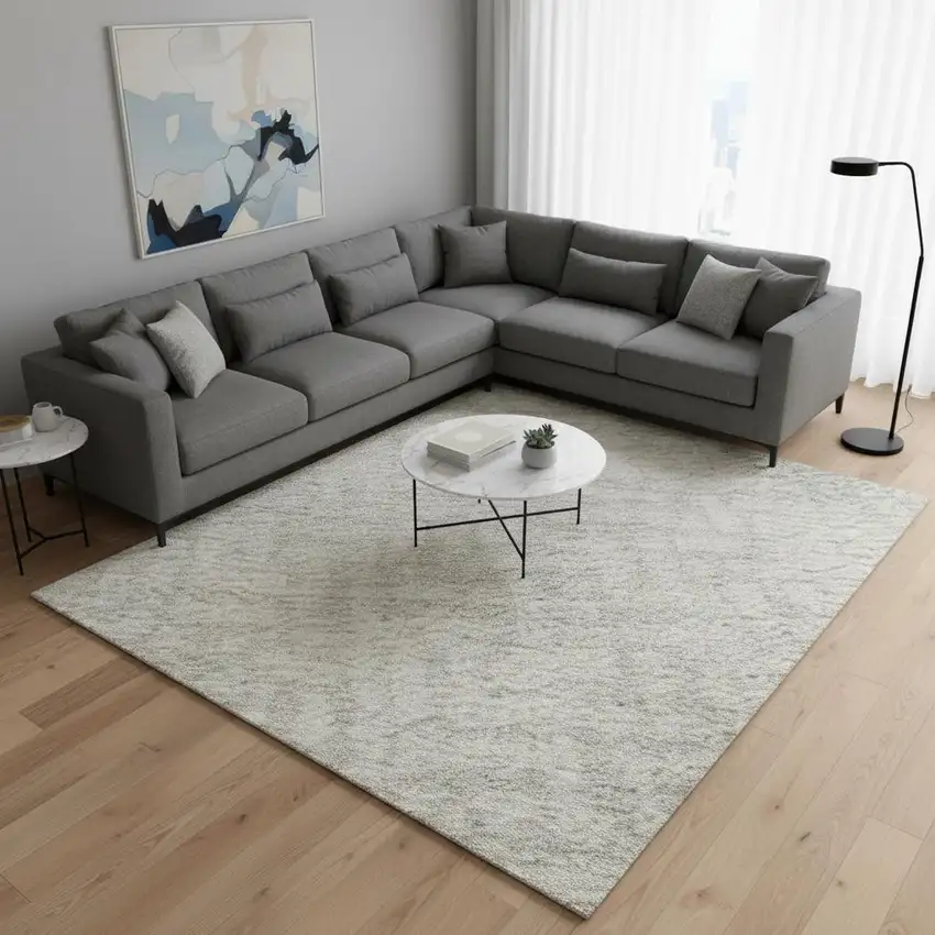 Ivory And Beige Geometric Washable Area Rug With UV Protection Photo 2