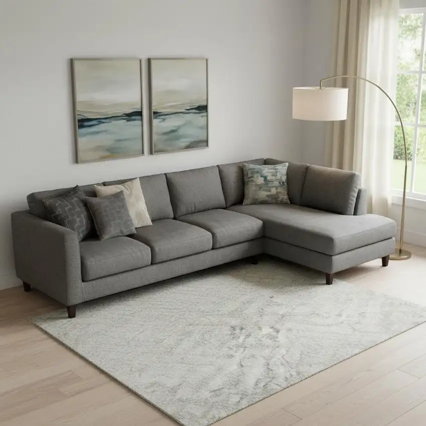 Ivory And Beige Geometric Washable Area Rug With UV Protection Photo 1