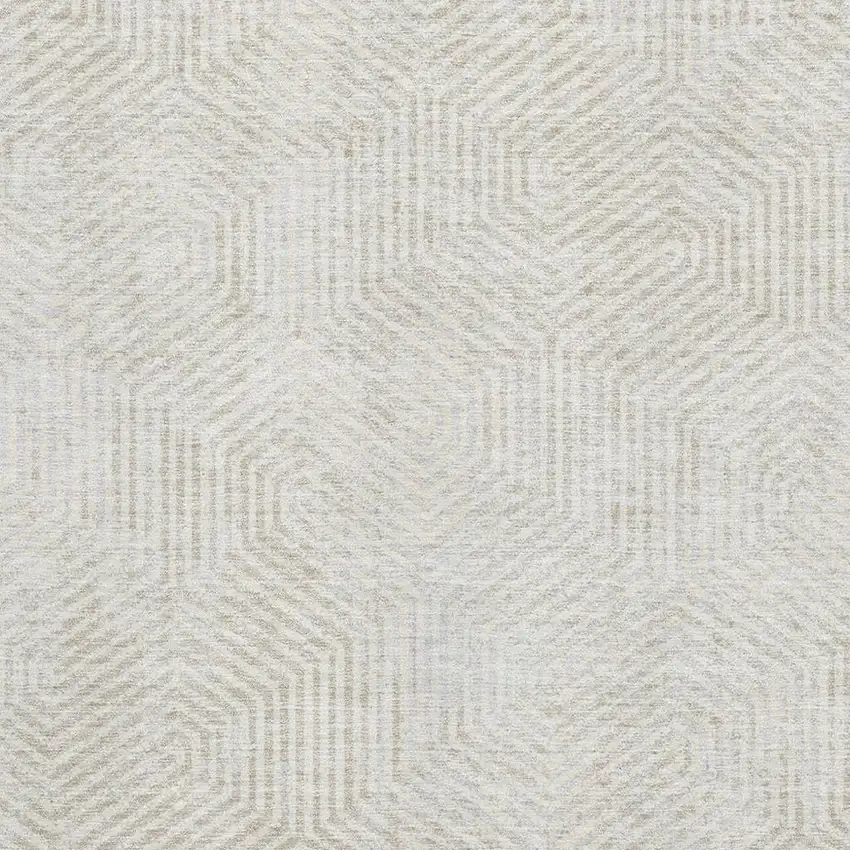 Ivory And Beige Geometric Washable Area Rug With UV Protection Photo 3