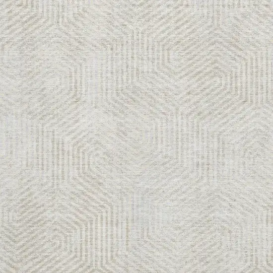 Ivory And Beige Geometric Washable Area Rug With UV Protection Photo 3
