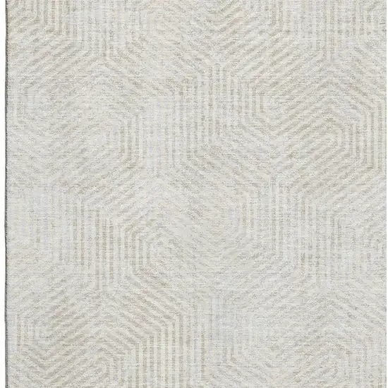 Ivory And Beige Geometric Washable Area Rug With UV Protection Photo 3