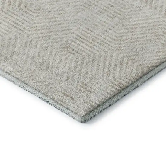 Ivory And Beige Geometric Washable Area Rug With UV Protection Photo 8