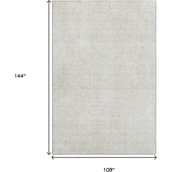 Ivory And Beige Geometric Washable Area Rug With UV Protection Photo 3