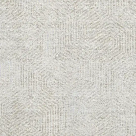 Ivory And Beige Geometric Washable Area Rug With UV Protection Photo 3
