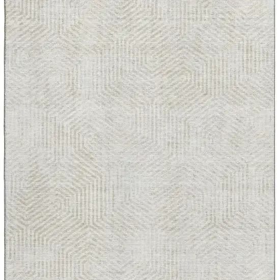 Ivory And Beige Geometric Washable Area Rug With UV Protection Photo 4