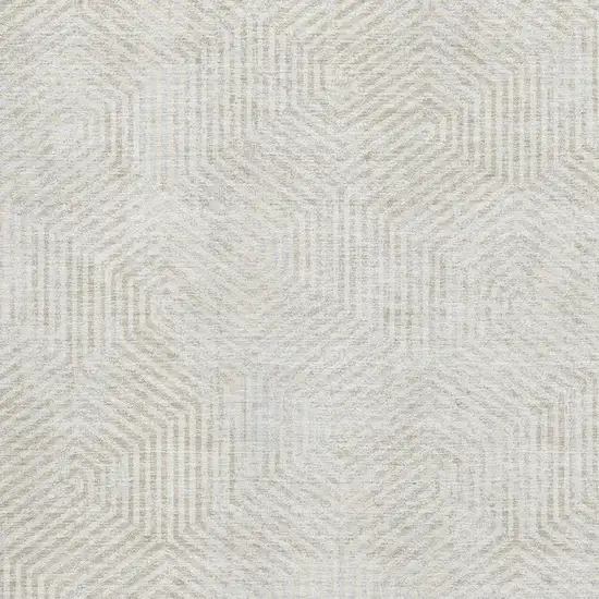 Ivory And Beige Geometric Washable Area Rug With UV Protection Photo 3