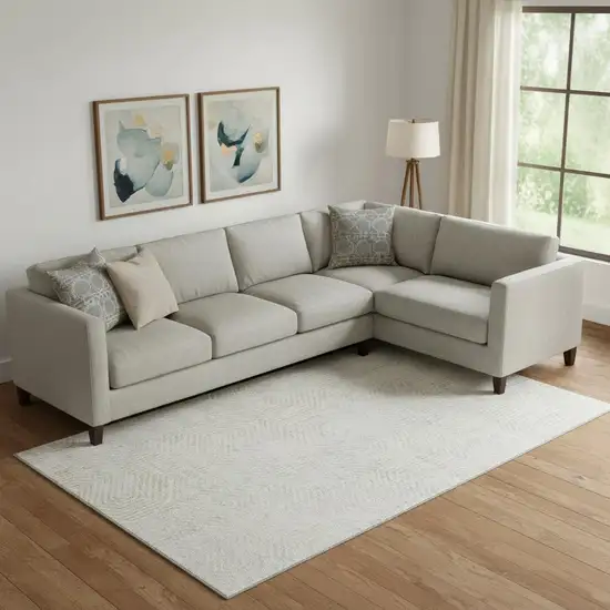 Ivory And Beige Geometric Washable Area Rug With UV Protection Photo 1