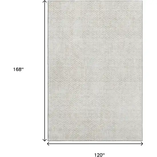 Ivory And Beige Geometric Washable Area Rug With UV Protection Photo 3
