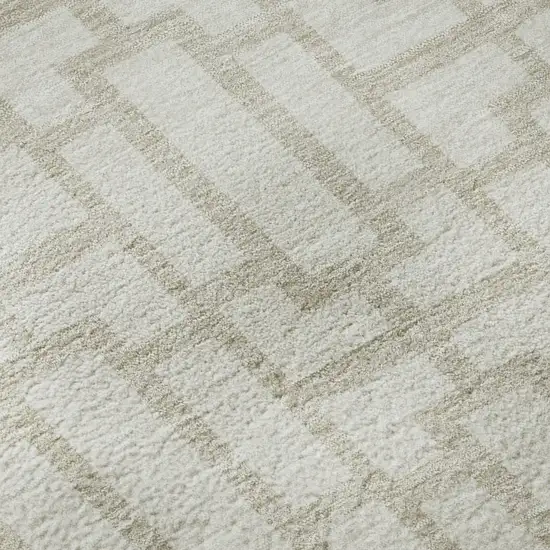 Ivory And Beige Geometric Washable Area Rug With UV Protection Photo 9