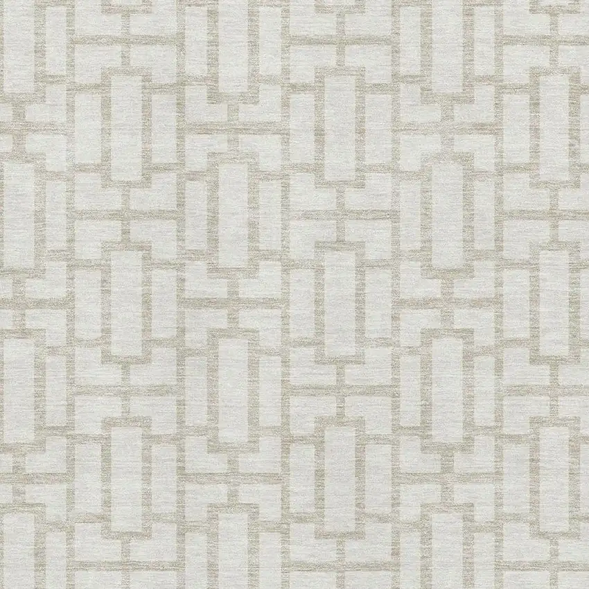 Ivory And Beige Geometric Washable Area Rug With UV Protection Photo 3