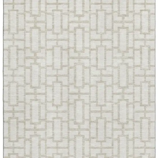 Ivory And Beige Geometric Washable Area Rug With UV Protection Photo 4