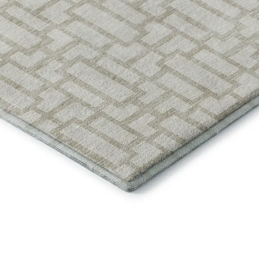 Ivory And Beige Geometric Washable Area Rug With UV Protection Photo 8