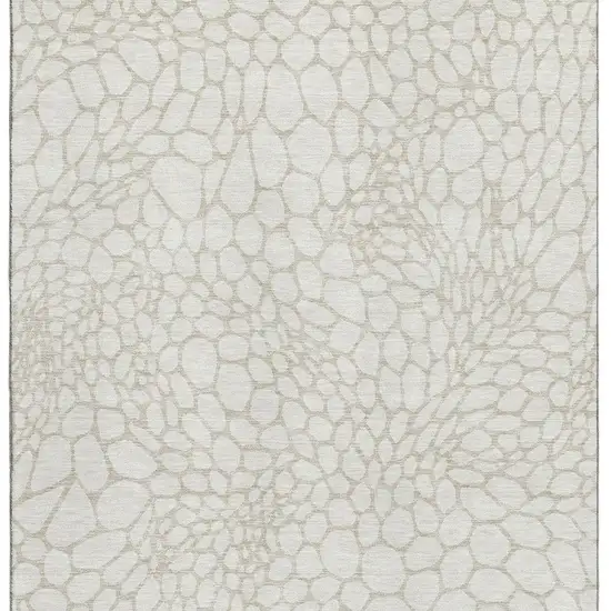 Ivory And Beige Geometric Washable Area Rug With UV Protection Photo 4