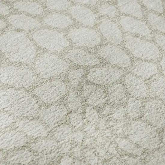 Ivory And Beige Geometric Washable Area Rug With UV Protection Photo 9