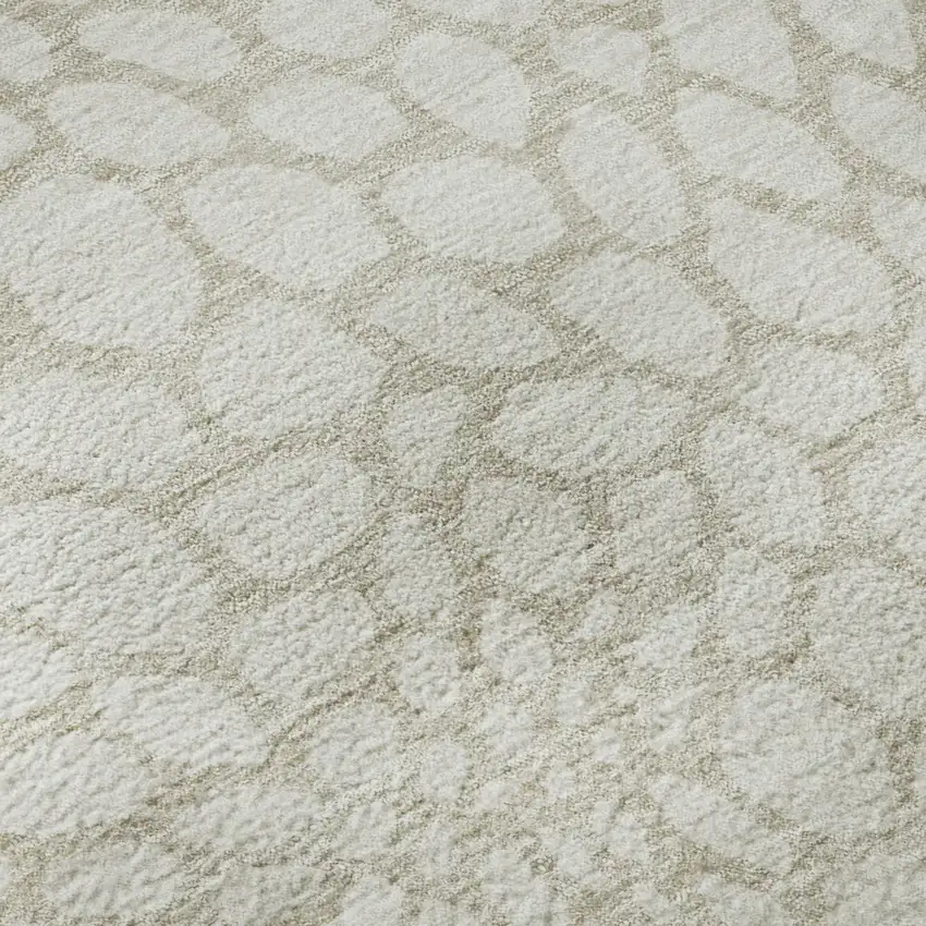 Ivory And Beige Geometric Washable Area Rug With UV Protection Photo 9