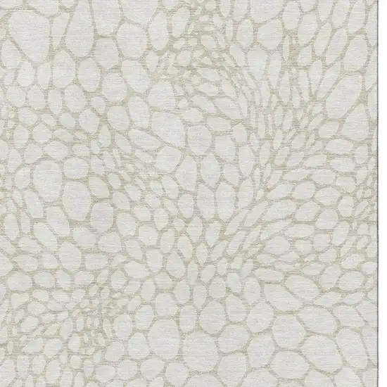 Ivory And Beige Geometric Washable Area Rug With UV Protection Photo 3