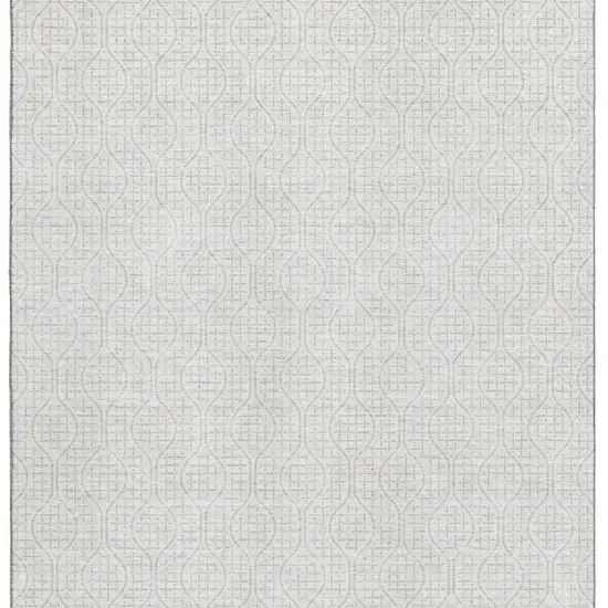 Ivory And Beige Geometric Washable Area Rug With UV Protection Photo 4