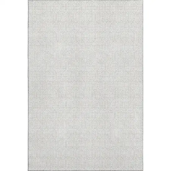 Ivory And Beige Geometric Washable Area Rug With UV Protection Photo 5