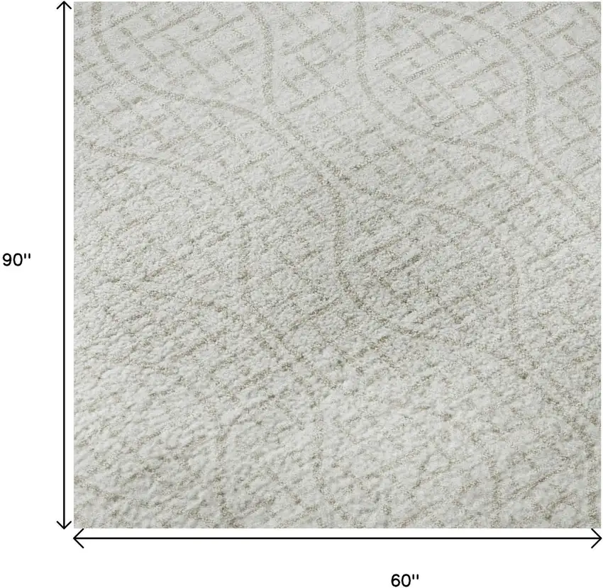 Ivory And Beige Geometric Washable Area Rug With UV Protection Photo 9
