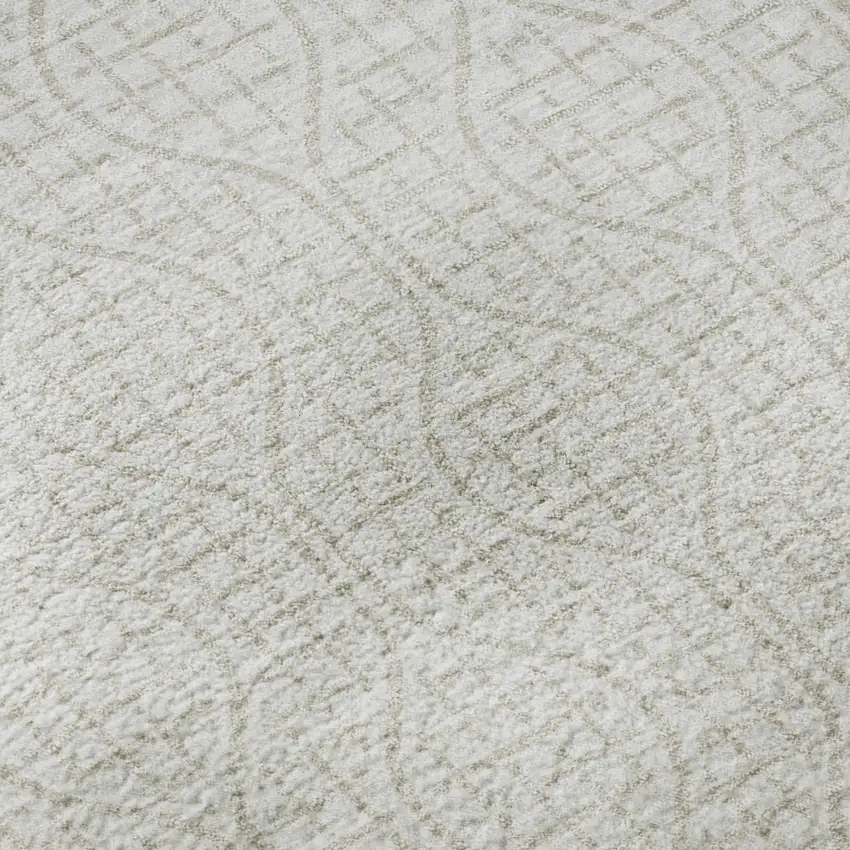 Ivory And Beige Geometric Washable Area Rug With UV Protection Photo 1