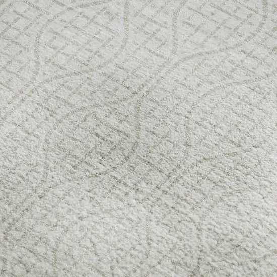 Ivory And Beige Geometric Washable Area Rug With UV Protection Photo 2