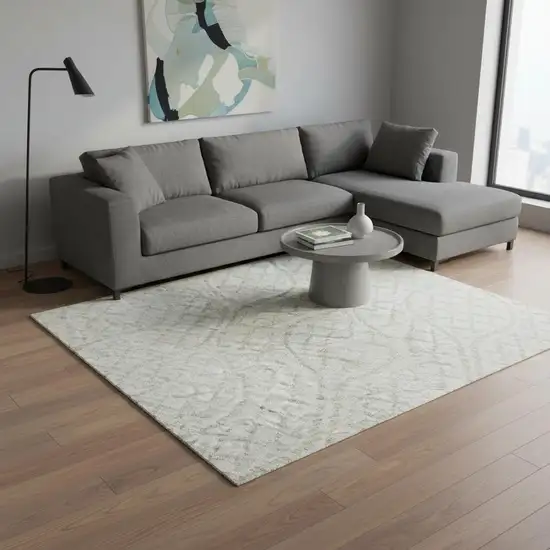 Ivory And Beige Geometric Washable Area Rug With UV Protection Photo 2