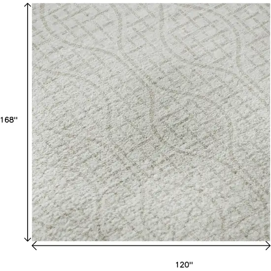 Ivory And Beige Geometric Washable Area Rug With UV Protection Photo 9
