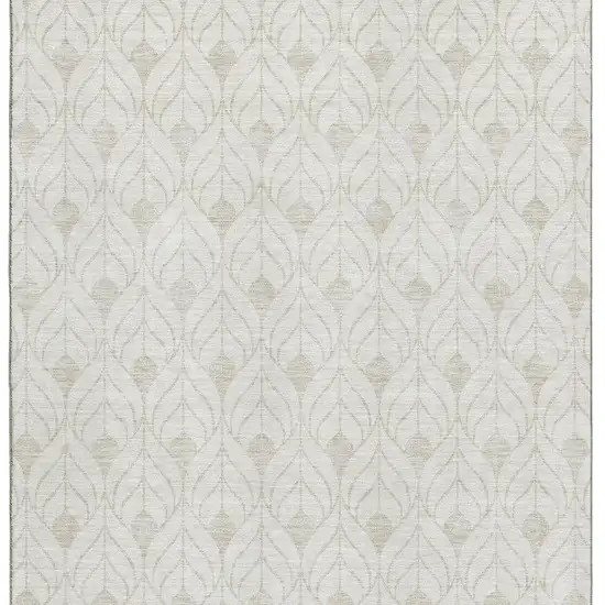 Ivory And Beige Geometric Washable Area Rug With UV Protection Photo 3