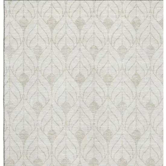 Ivory And Beige Geometric Washable Area Rug With UV Protection Photo 2
