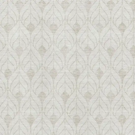 Ivory And Beige Geometric Washable Area Rug With UV Protection Photo 2